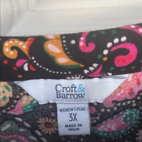 NWT Croft & Barrow Multicolor paisley 3/4 sleeve smocked dress size 3X - Picture 3 of 5